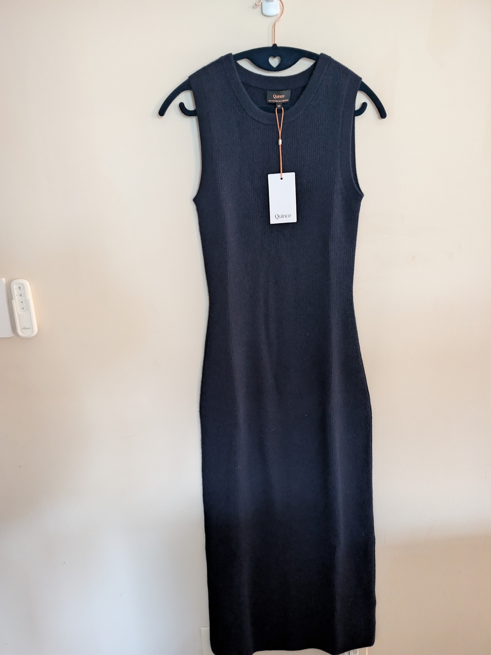 NWT Quince Mongolian Cashmere Sleeveless Midi Sweater Dress True Navy XS
